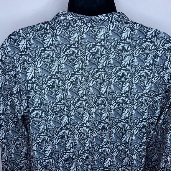 MEDIUM VINTAGE ENVISION STUDIO BLACK BEIGE LEAF PRINT BLOUSE LONG SLEEVE - Picture 7 of 10